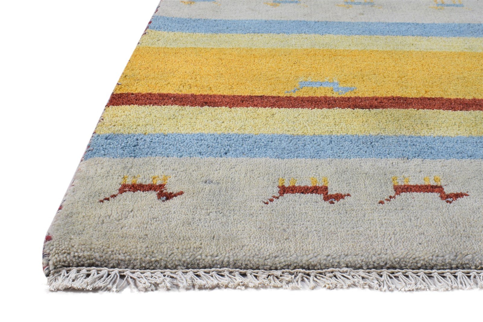 Grey Wool Rug 2' X 3' Southwestern Hand Knotted American Tribal Small Carpet   7865062752405