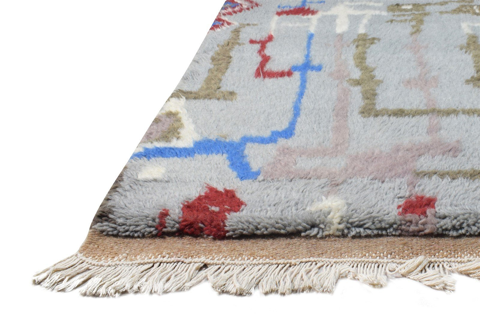 Grey Wool Rug 2' X 4' Modern Hand Knotted Moroccan Abstract Small Carpet   7865122914453