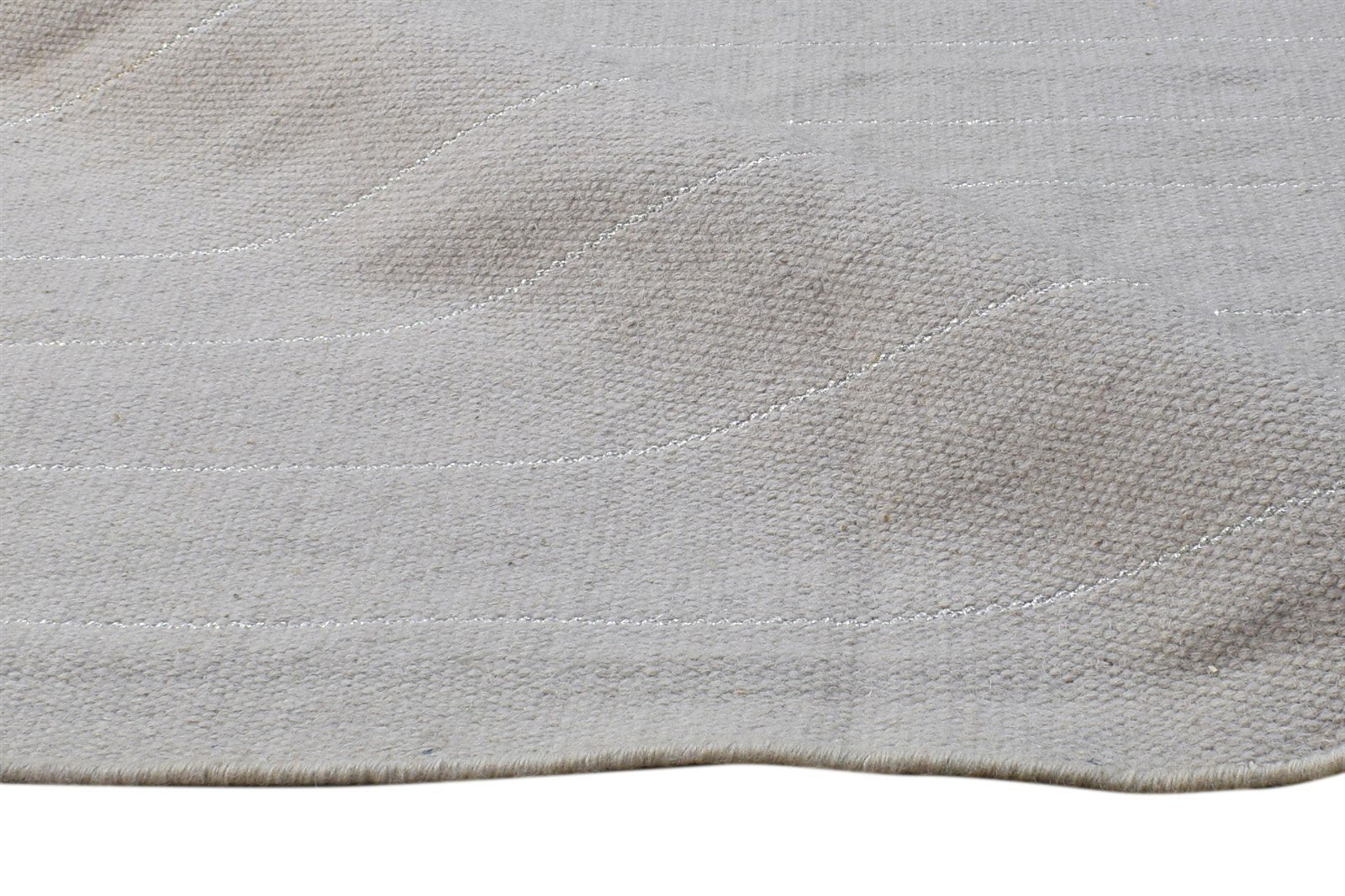 Grey Wool Rug 3' X 5' Modern Dhurrie Scandinavian Striped Small Carpet   7865196347541