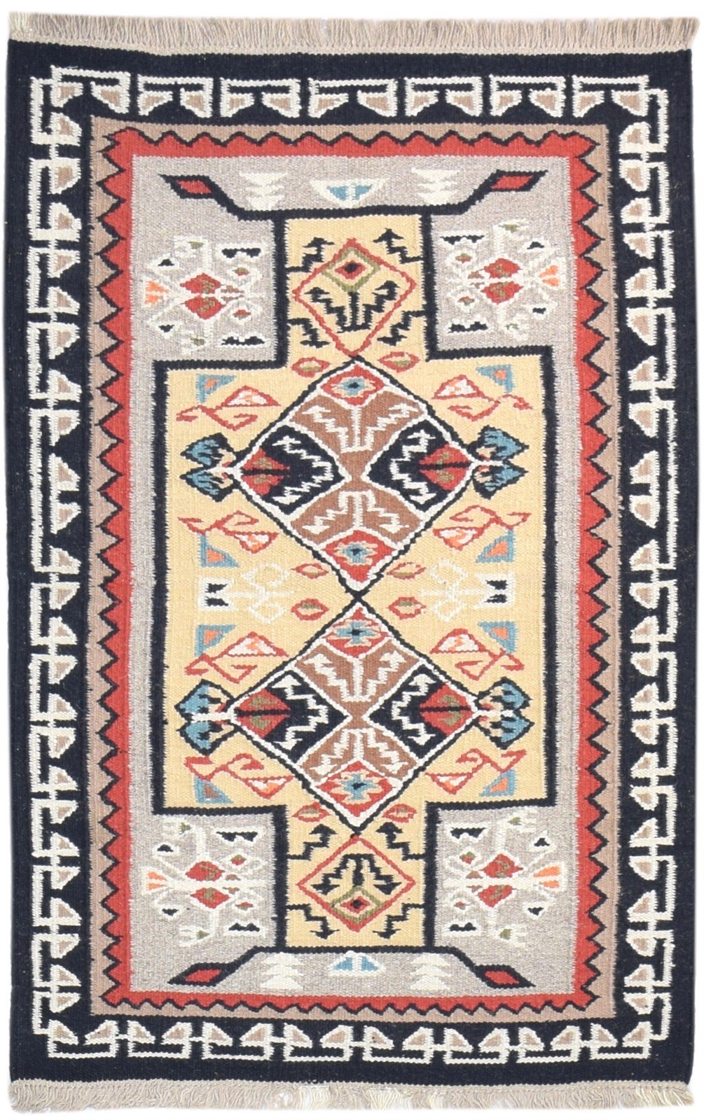 Grey Wool Rug 3' X 5' Persian Dhurrie Kazak Oriental Room Size Carpet   7864983715989