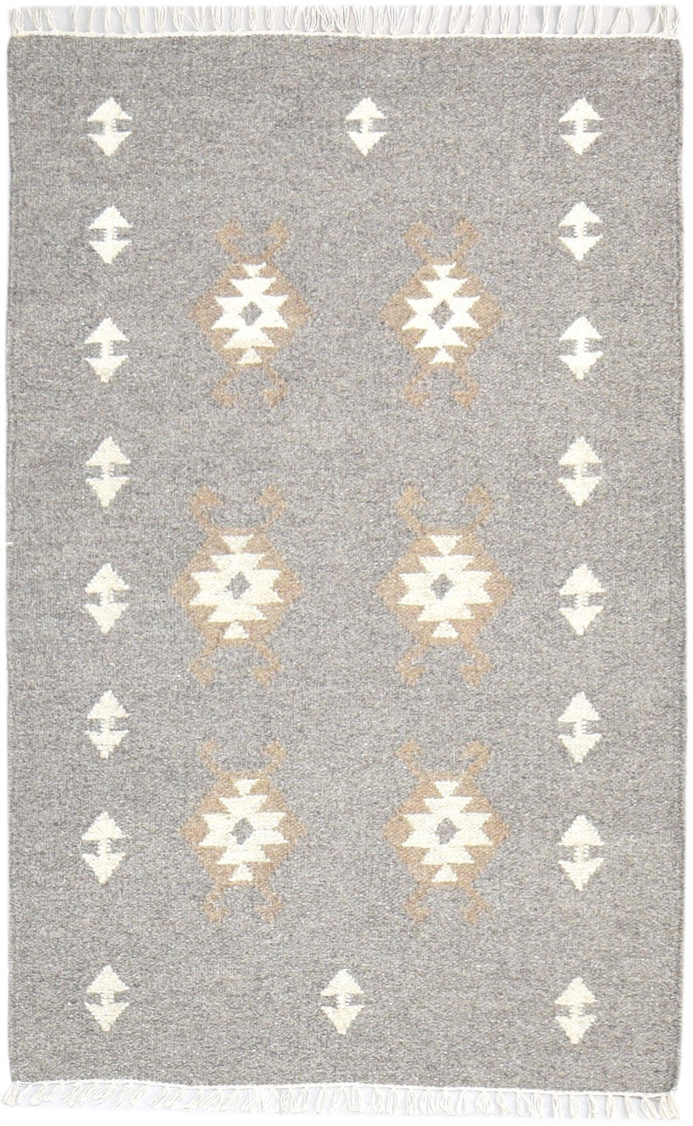Grey Wool Rug 3' X 5' Persian Dhurrie Southwestern Tribal Room Size Carpet   7864987975829