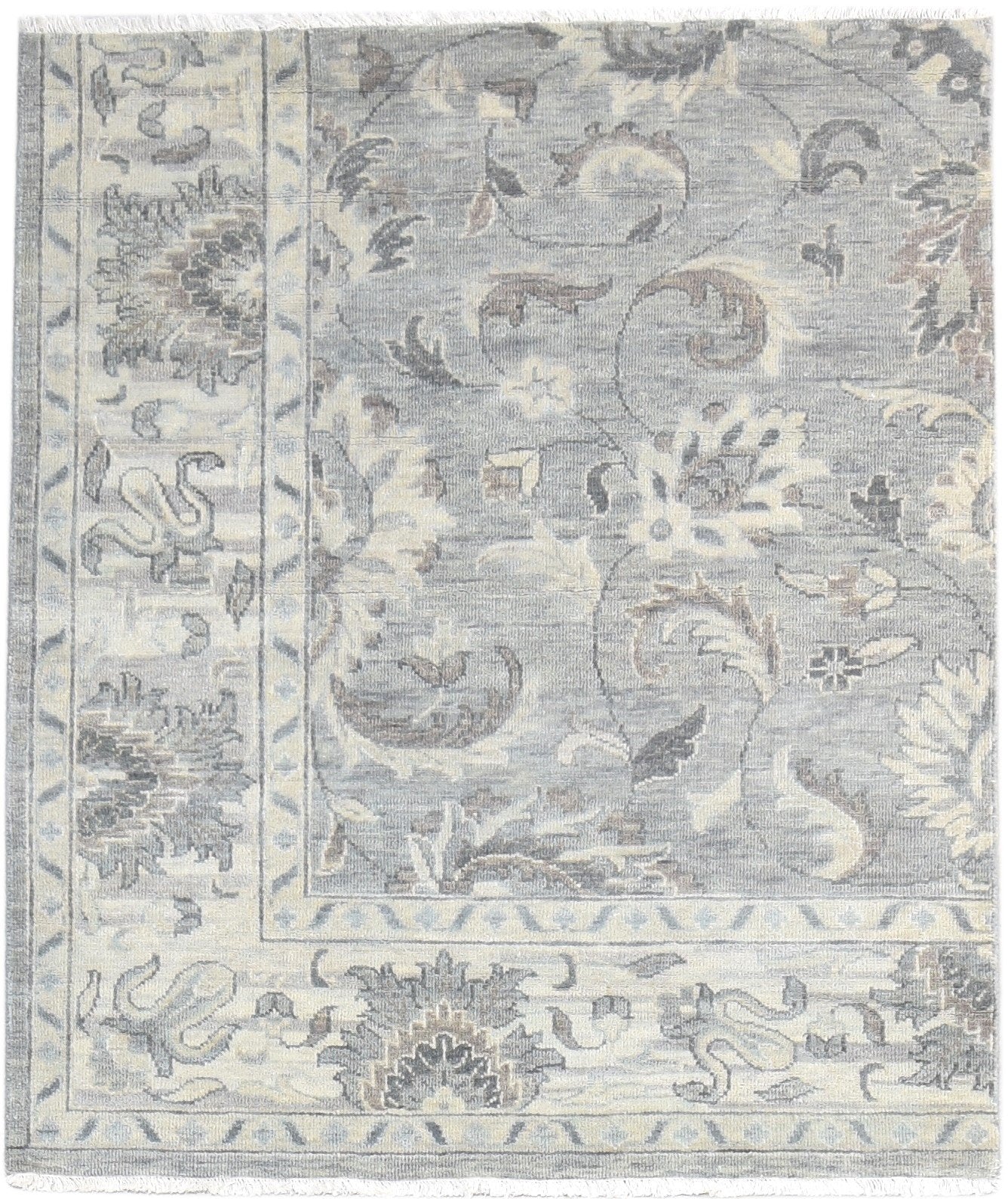 Grey Wool Rug 4' X 5' Persian Hand Knotted Oushak Oriental Room Size Carpet   7865145196693