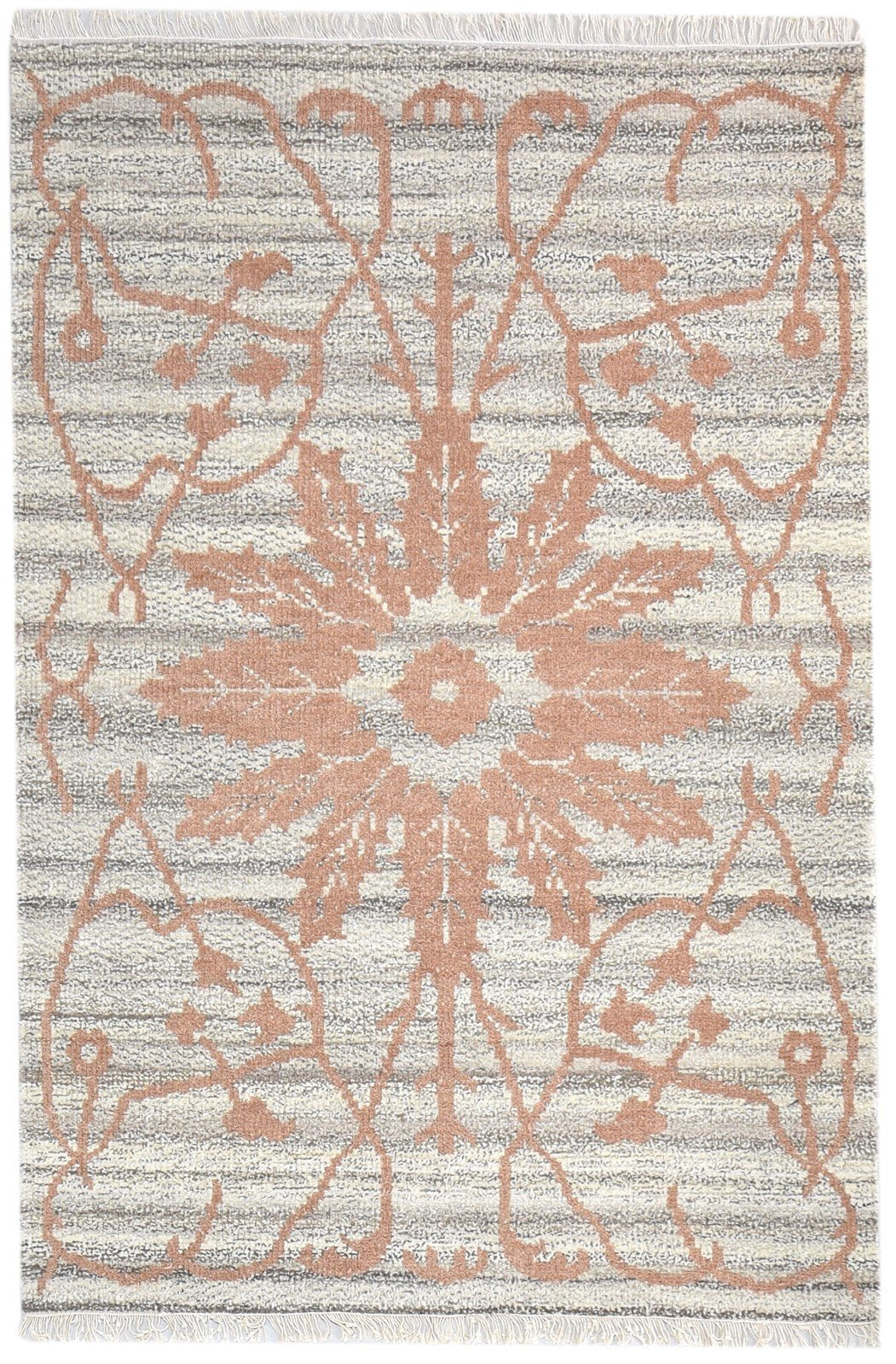 Grey Wool Rug 4' X 6' Modern Hand Knotted French Floral Room Size Carpet   7864995184789