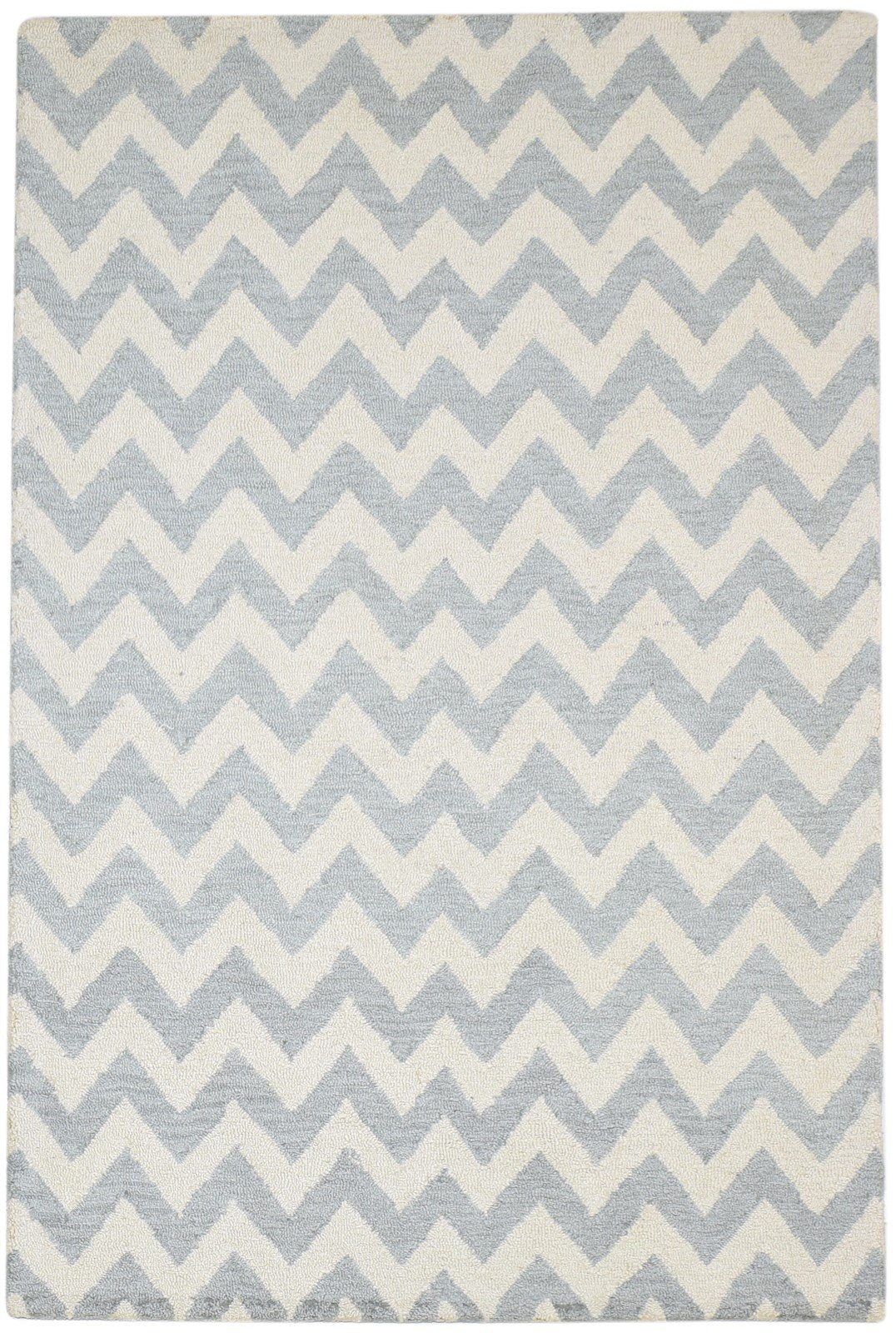 Grey Wool Rug 4' X 6' Modern Hand Tufted Scandinavian Chevron Room Size Carpet   7864308727957