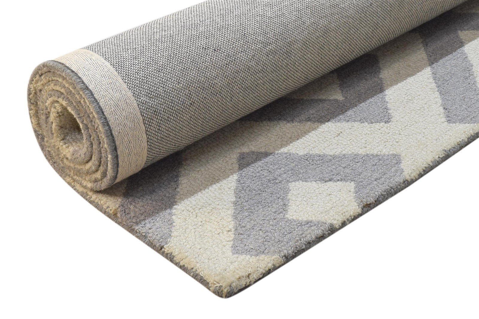 Grey Wool Rug 4' X 6' Modern Hand Tufted Scandinavian Geometric Room Size Carpet   7864304861333