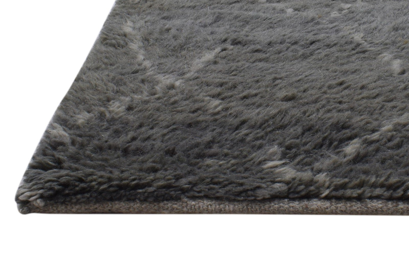 Grey Wool Rug 4' X 6' Shag Hand Knotted Moroccan Geometric Room Size Carpet   7864088952981