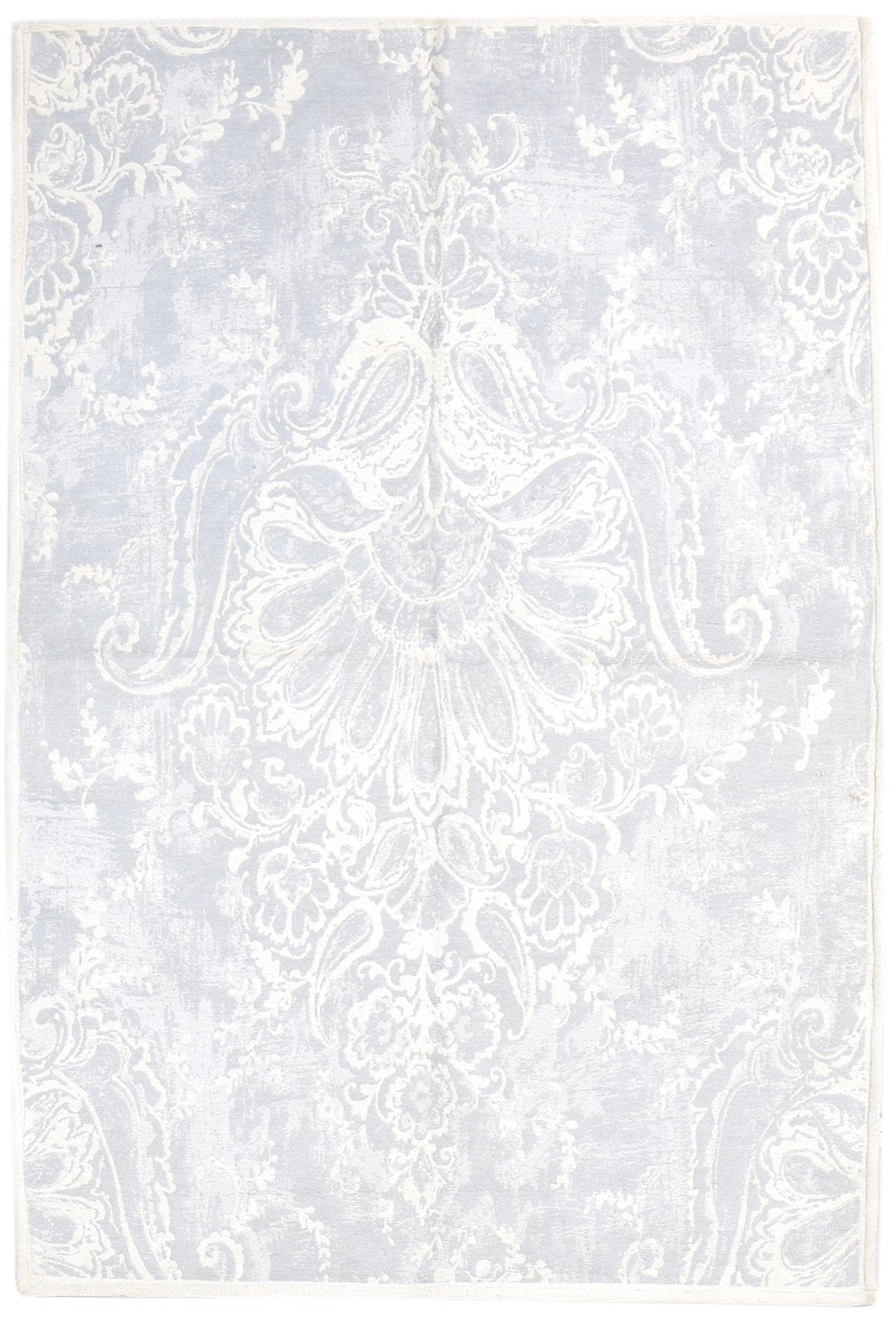 Grey Wool Rug 4' X 6' Transitional Dhurrie European Damask Room Size Carpet   7864671305877