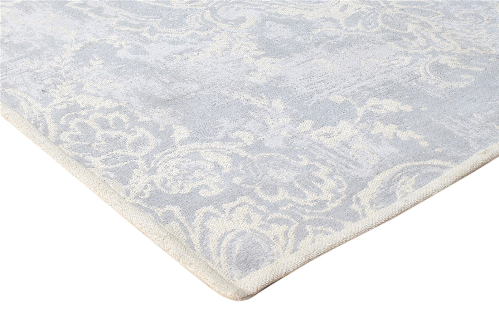 Grey Wool Rug 4' X 6' Transitional Dhurrie European Damask Room Size Carpet   7864671305877