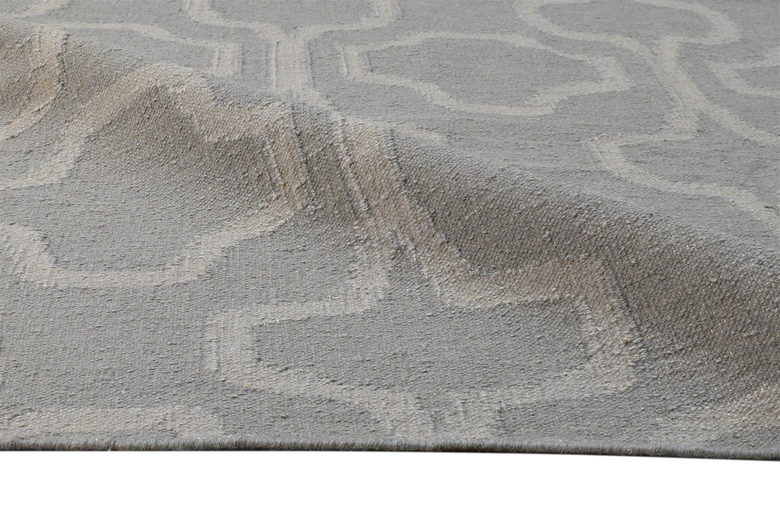 Grey Wool Rug 5' X 8' Modern Dhurrie Moroccan Trellis Room Size Carpet   7865243238549