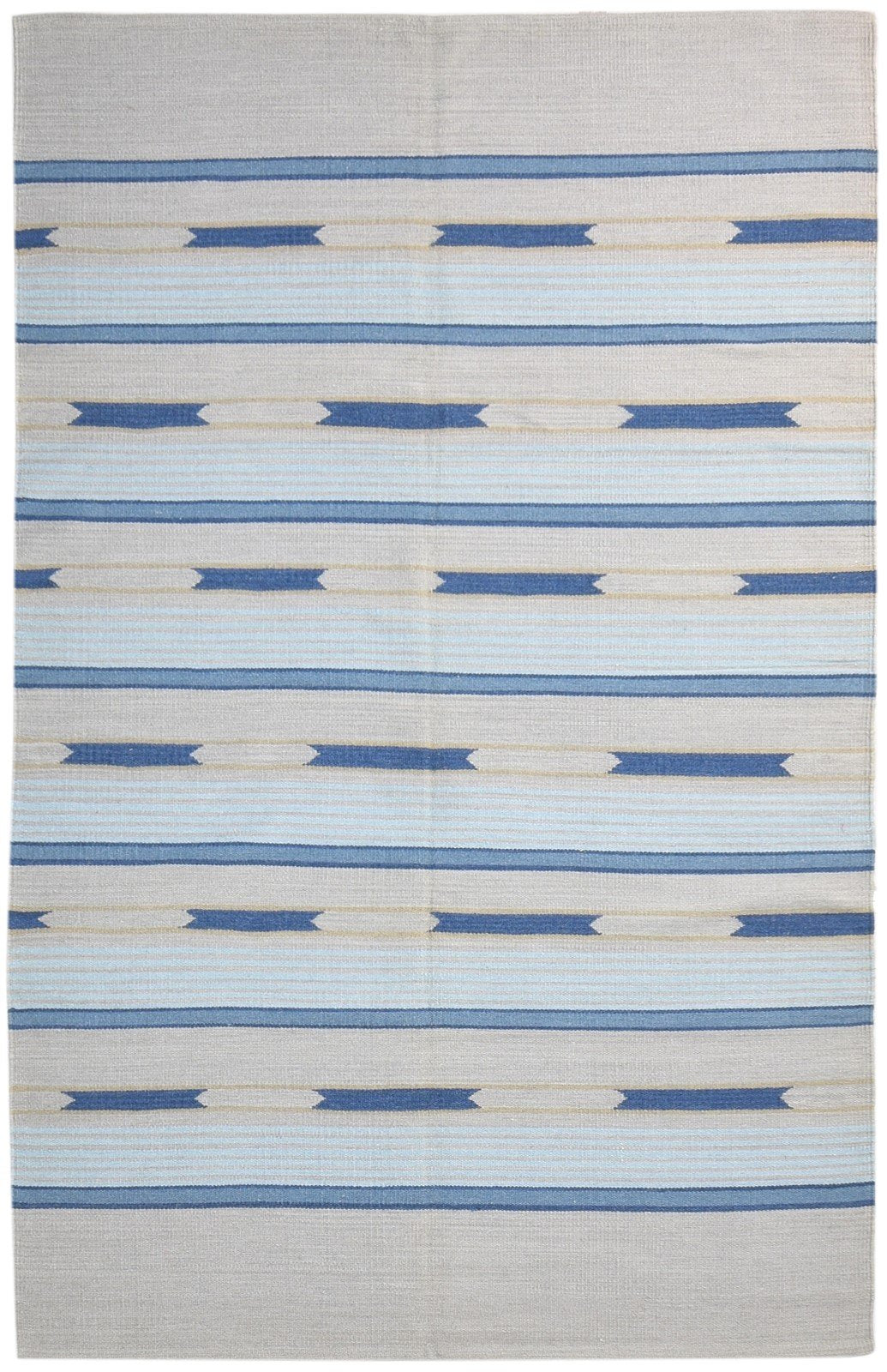 Grey Wool Rug 5' X 8' Modern Dhurrie Scandinavian Striped Room Size Carpet   7865192153237