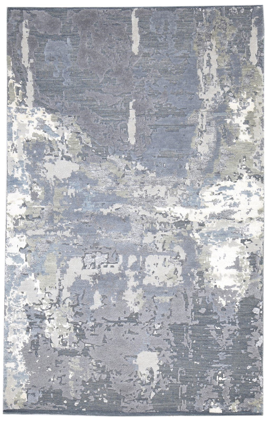 Grey Wool Rug 5' X 8' Modern Hand Knotted Indian Abstract Room Size Carpet   7864430395541