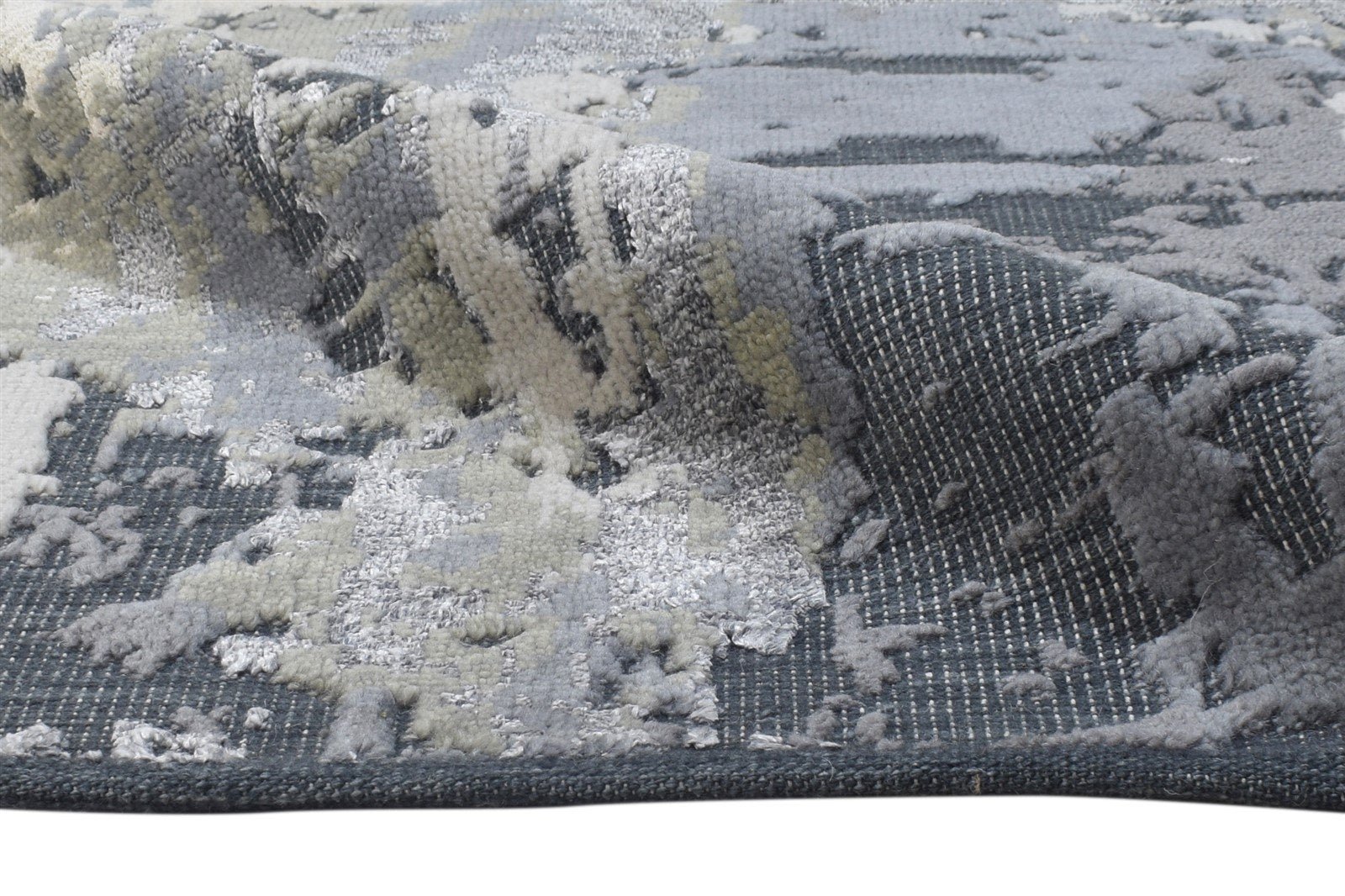 Grey Wool Rug 5' X 8' Modern Hand Knotted Indian Abstract Room Size Carpet   7864430395541
