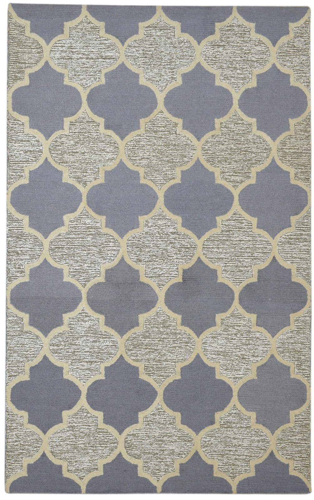 Grey Wool Rug 5' X 8' Modern Hand Tufted Moroccan Trellis Room Size Carpet   7860687011989