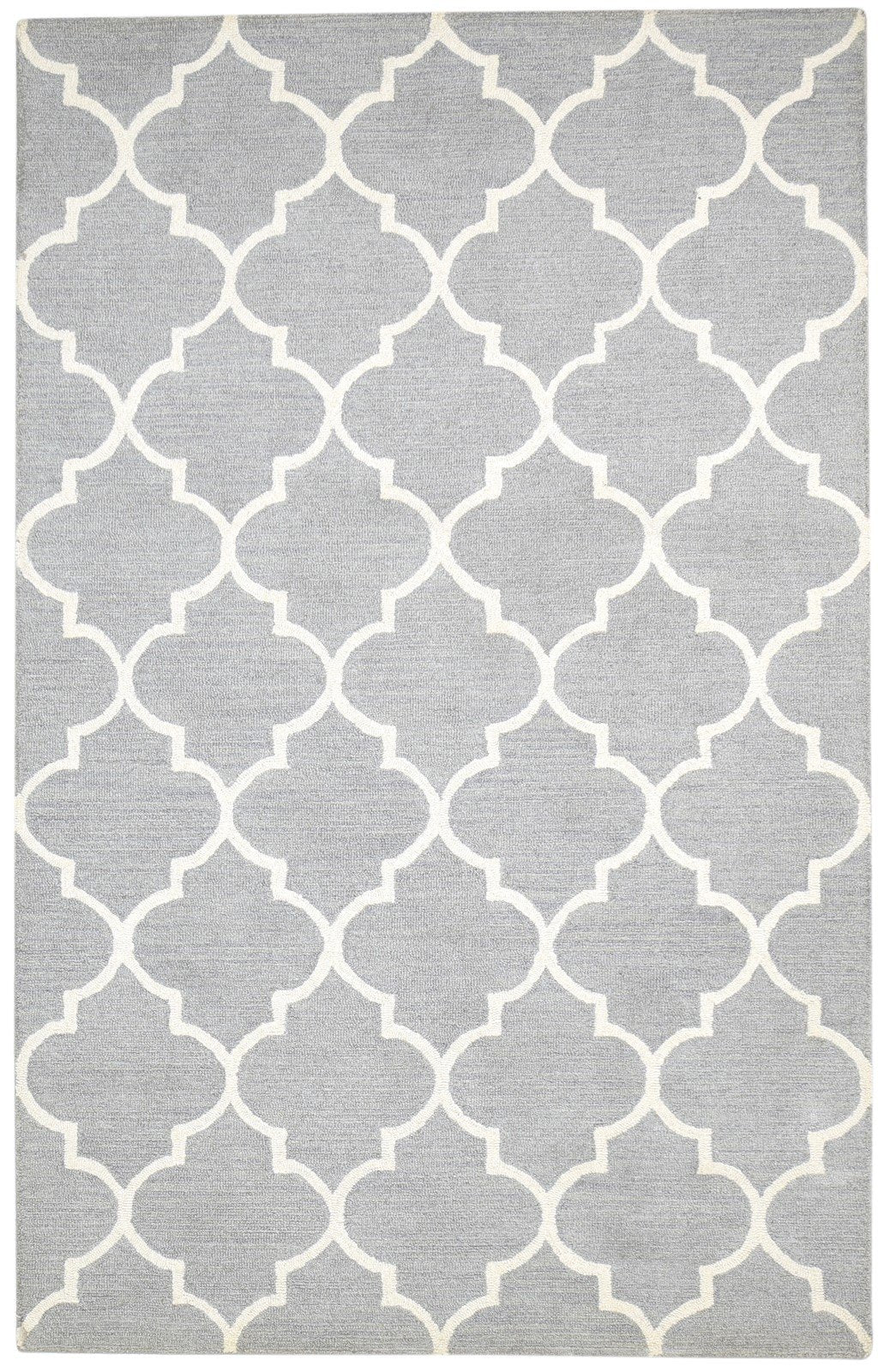 Grey Wool Rug 5' X 8' Modern Hand Tufted Moroccan Trellis Room Size Carpet   7864245125269
