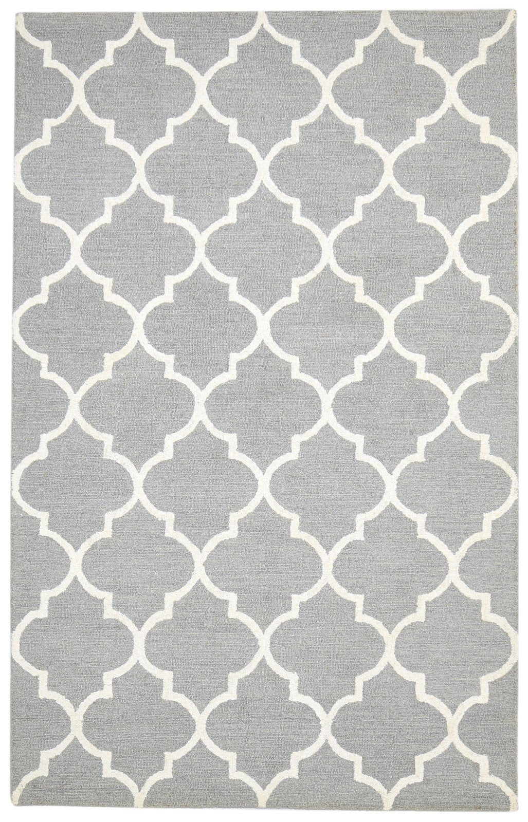 Grey Wool Rug 5' X 8' Modern Hand Tufted Moroccan Trellis Room Size Carpet   7864358699157
