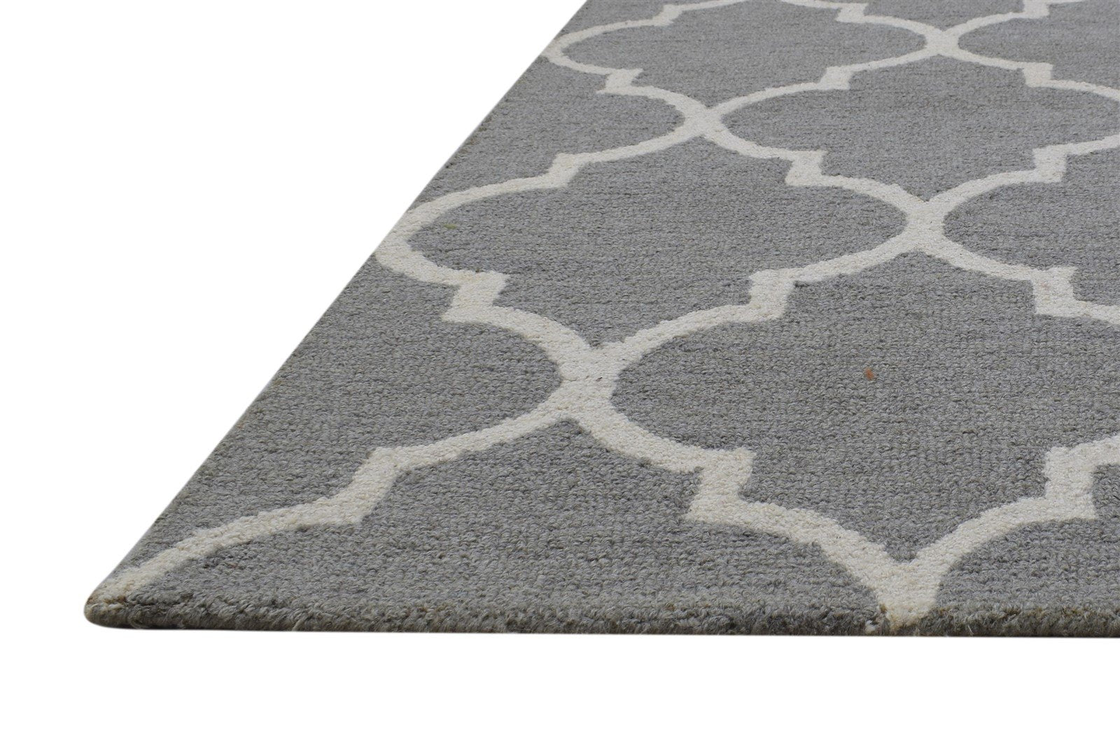 Grey Wool Rug 5' X 8' Modern Hand Tufted Moroccan Trellis Room Size Carpet   7864358699157