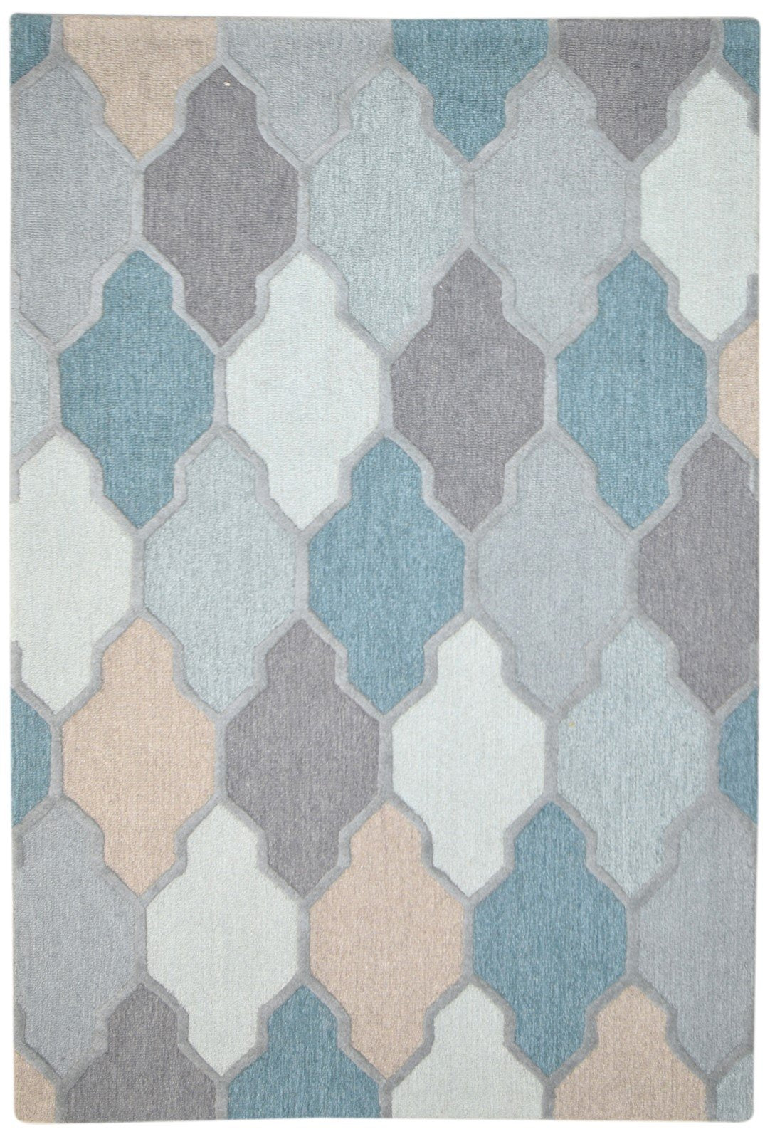 Grey Wool Rug 5' X 8' Modern Hand Tufted Scandinavian Diamond Room Size Carpet   7864094851221