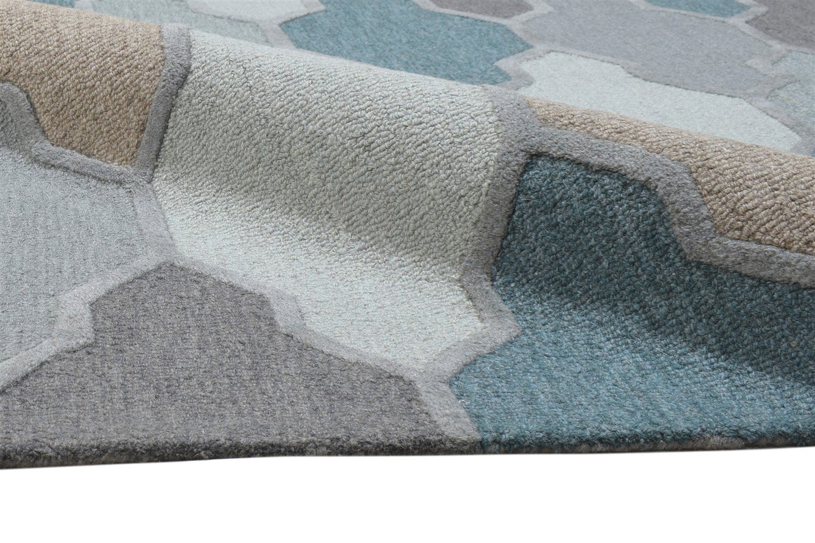 Grey Wool Rug 5' X 8' Modern Hand Tufted Scandinavian Diamond Room Size Carpet   7864094851221