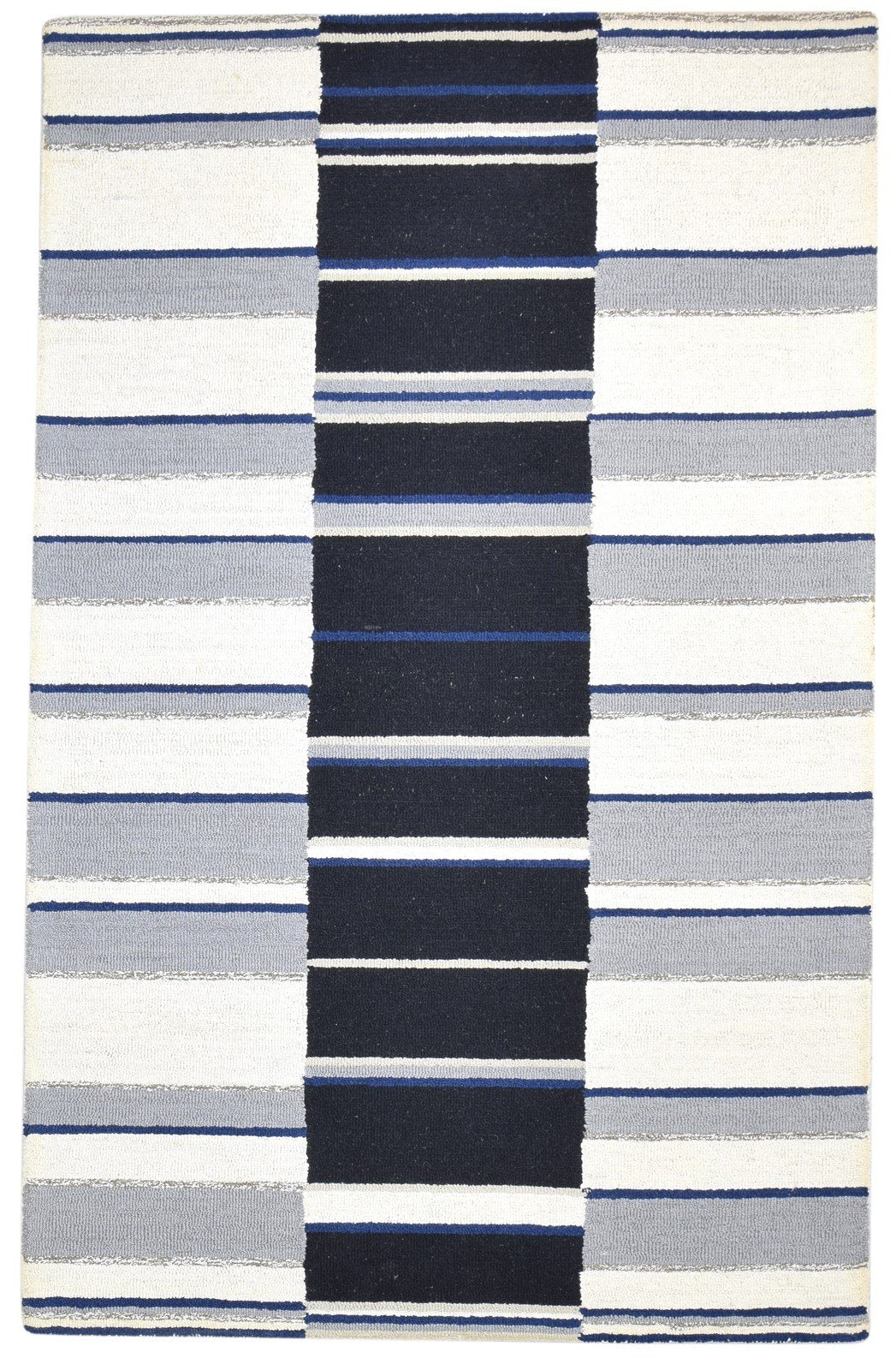 Grey Wool Rug 5' X 8' Modern Hand Tufted Scandinavian Striped Room Size Carpet   7864278581397