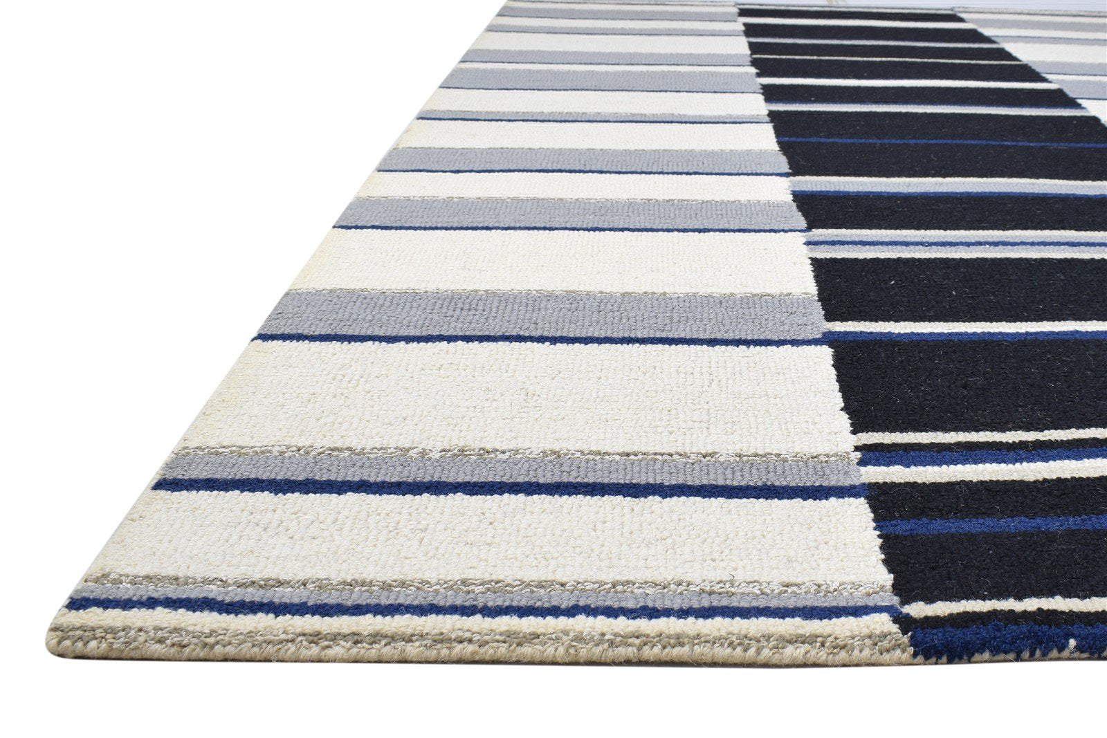 Grey Wool Rug 5' X 8' Modern Hand Tufted Scandinavian Striped Room Size Carpet   7864278581397