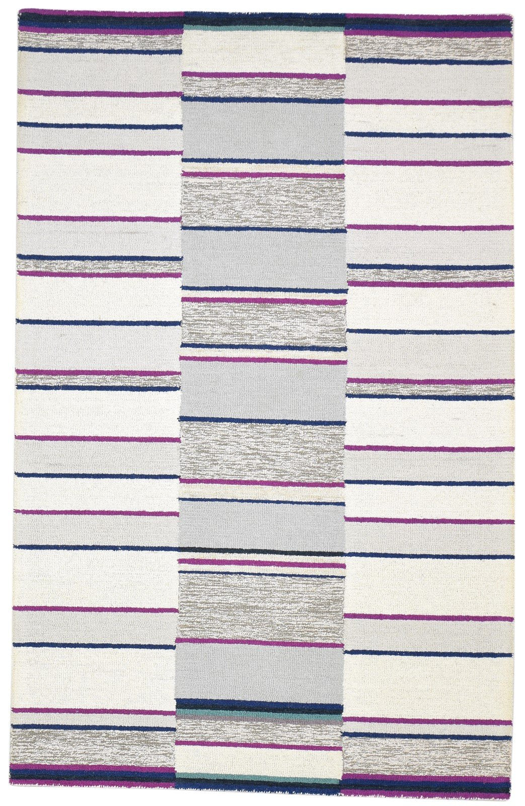 Grey Wool Rug 5' X 8' Modern Hand Tufted Scandinavian Striped Room Size Carpet   7864280252565