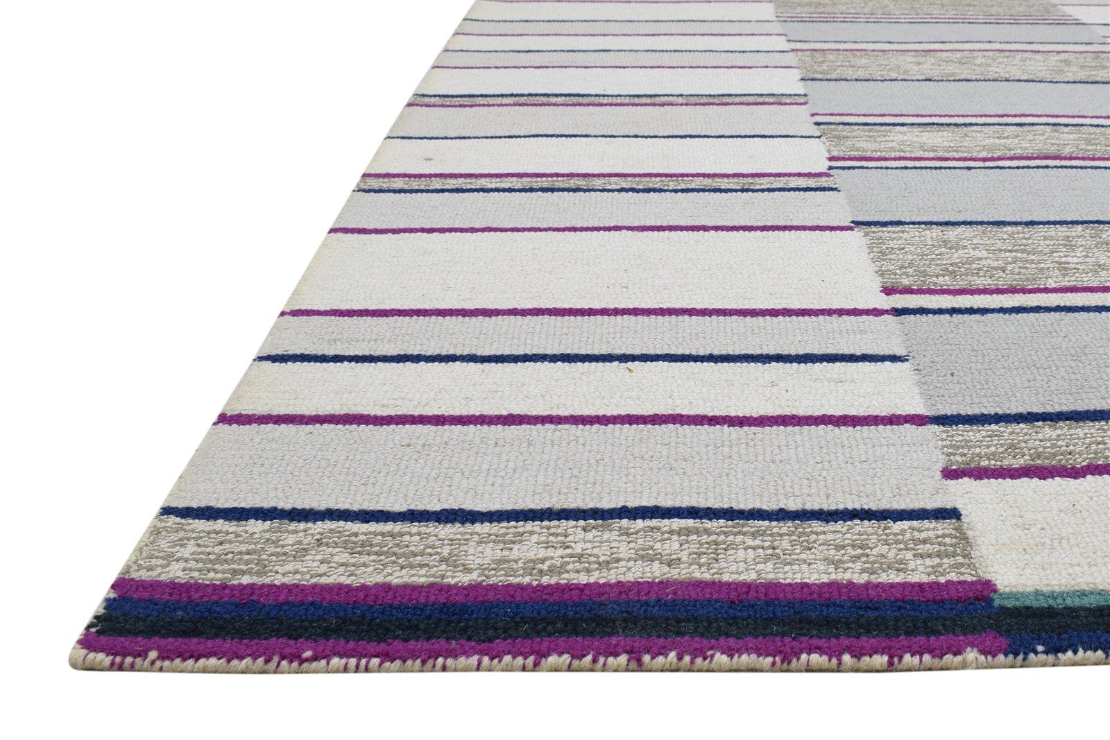 Grey Wool Rug 5' X 8' Modern Hand Tufted Scandinavian Striped Room Size Carpet   7864280252565