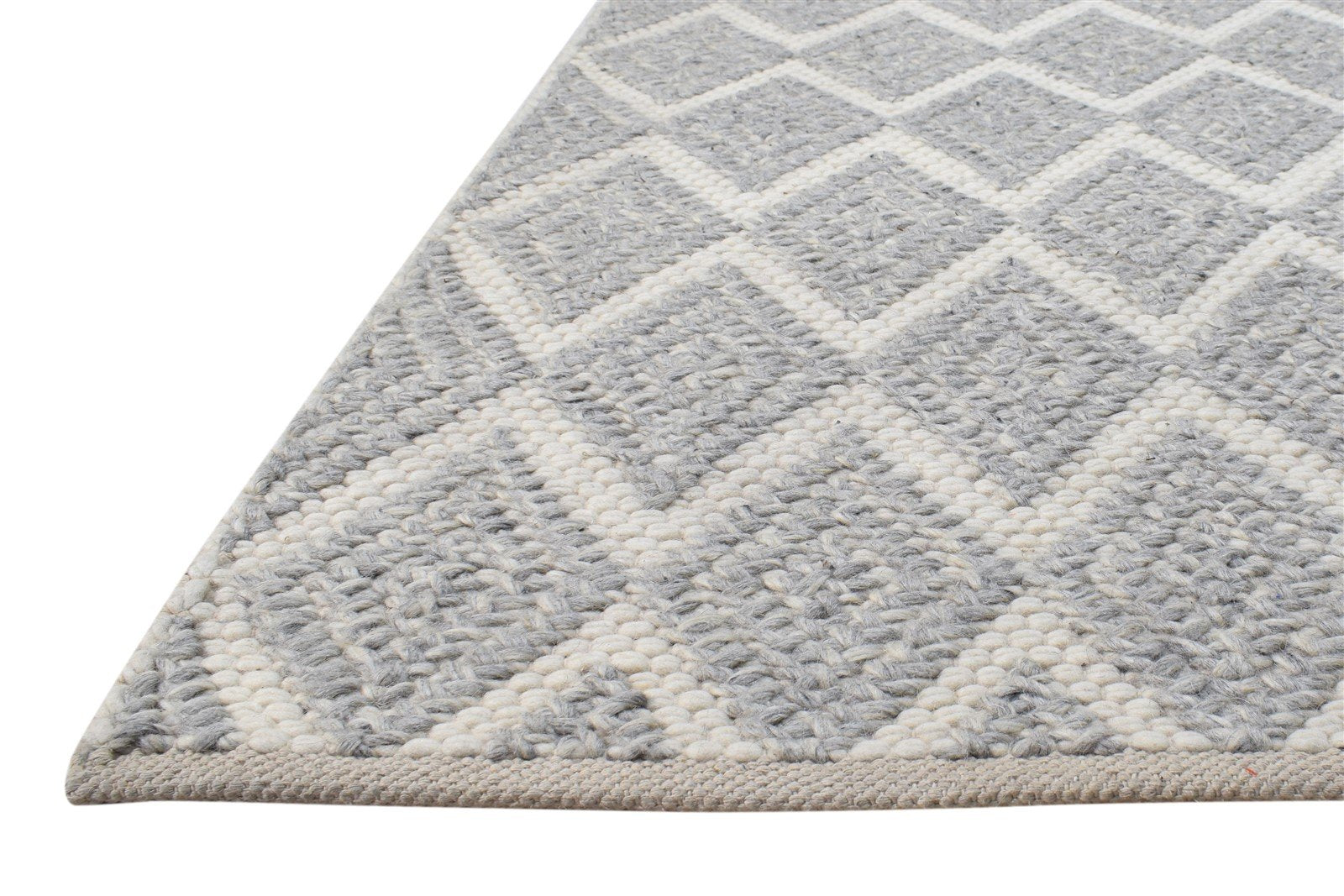 Grey Wool Rug 5' X 8' Modern Hand Woven Scandinavian Chevron Room Size Carpet   7865053151381