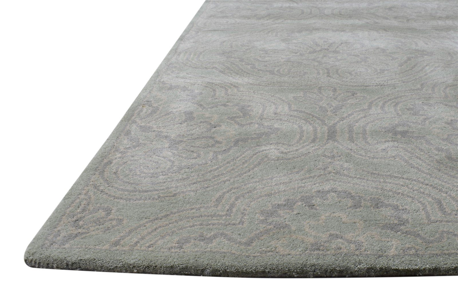 Grey Wool Rug 5' X 8' Transitional Hand Tufted European Damask Room Size Carpet   7865177866389