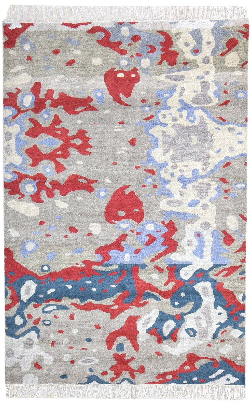 Grey Wool Rug 6' X 9' Modern Hand Knotted Bohemian Abstract Room Size Carpet   7864942624917