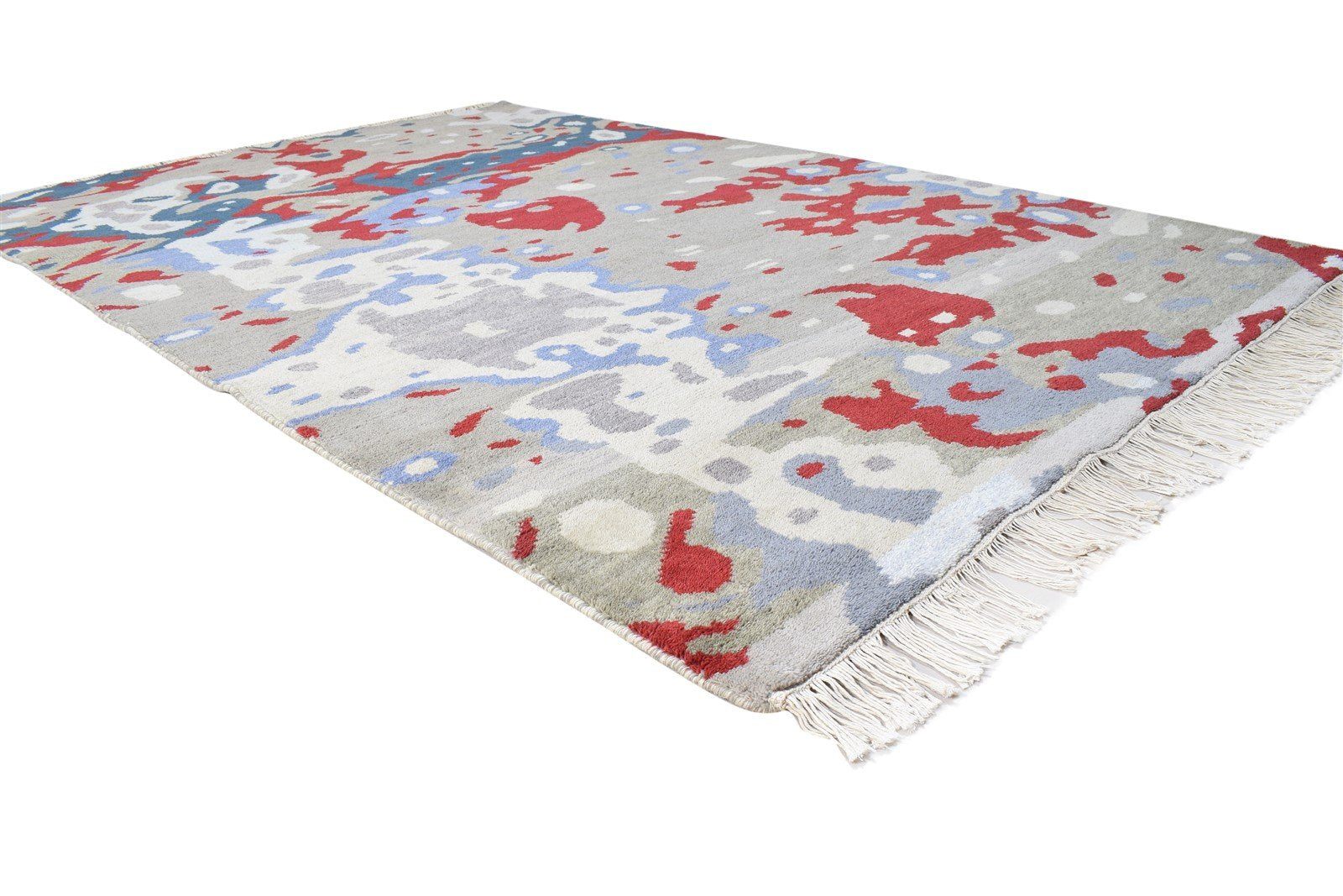 Clemence Grey Wool Rug 6' X 9' Modern Hand Knotted Bohemian Abstract   7864942624917