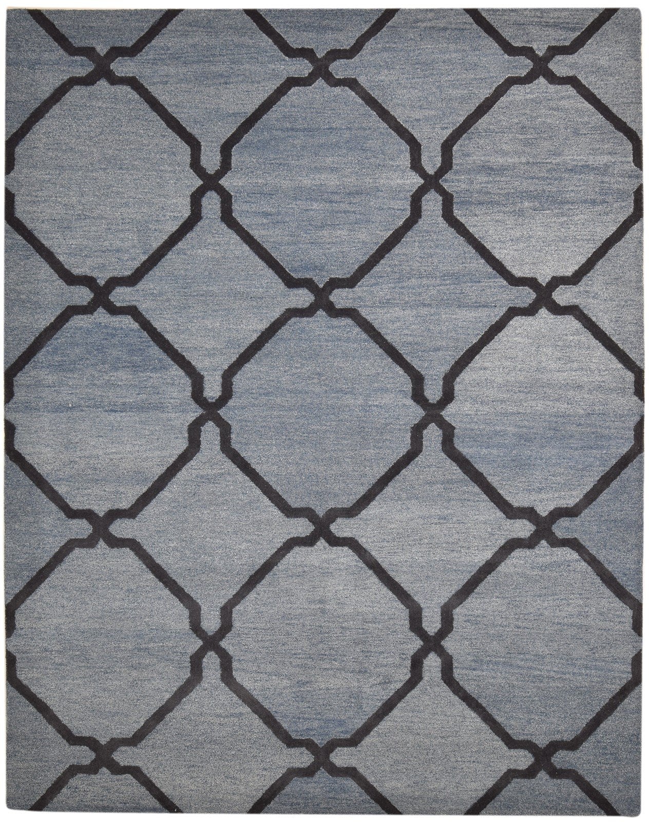 Grey Wool Rug 8' X 10' Modern Hand Tufted Moroccan Trellis Large Carpet   7864116936853