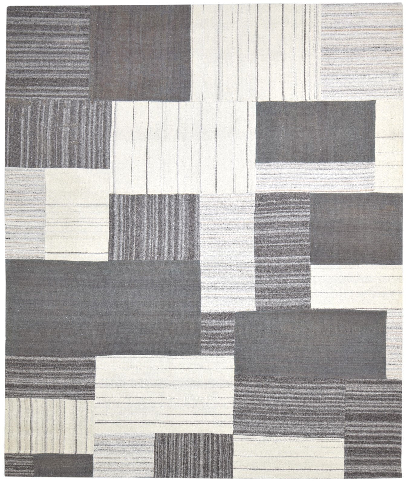 Grey Wool Rug 8' X 10' Modern Hand Tufted Scandinavian Geometric Large Carpet   7864110022805