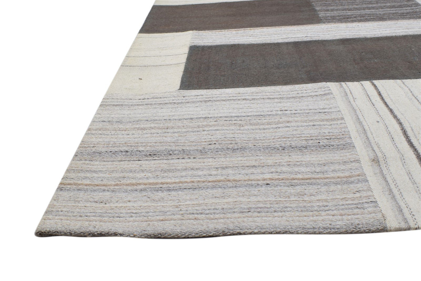 Grey Wool Rug 8' X 10' Modern Hand Tufted Scandinavian Geometric Large Carpet   7864110022805
