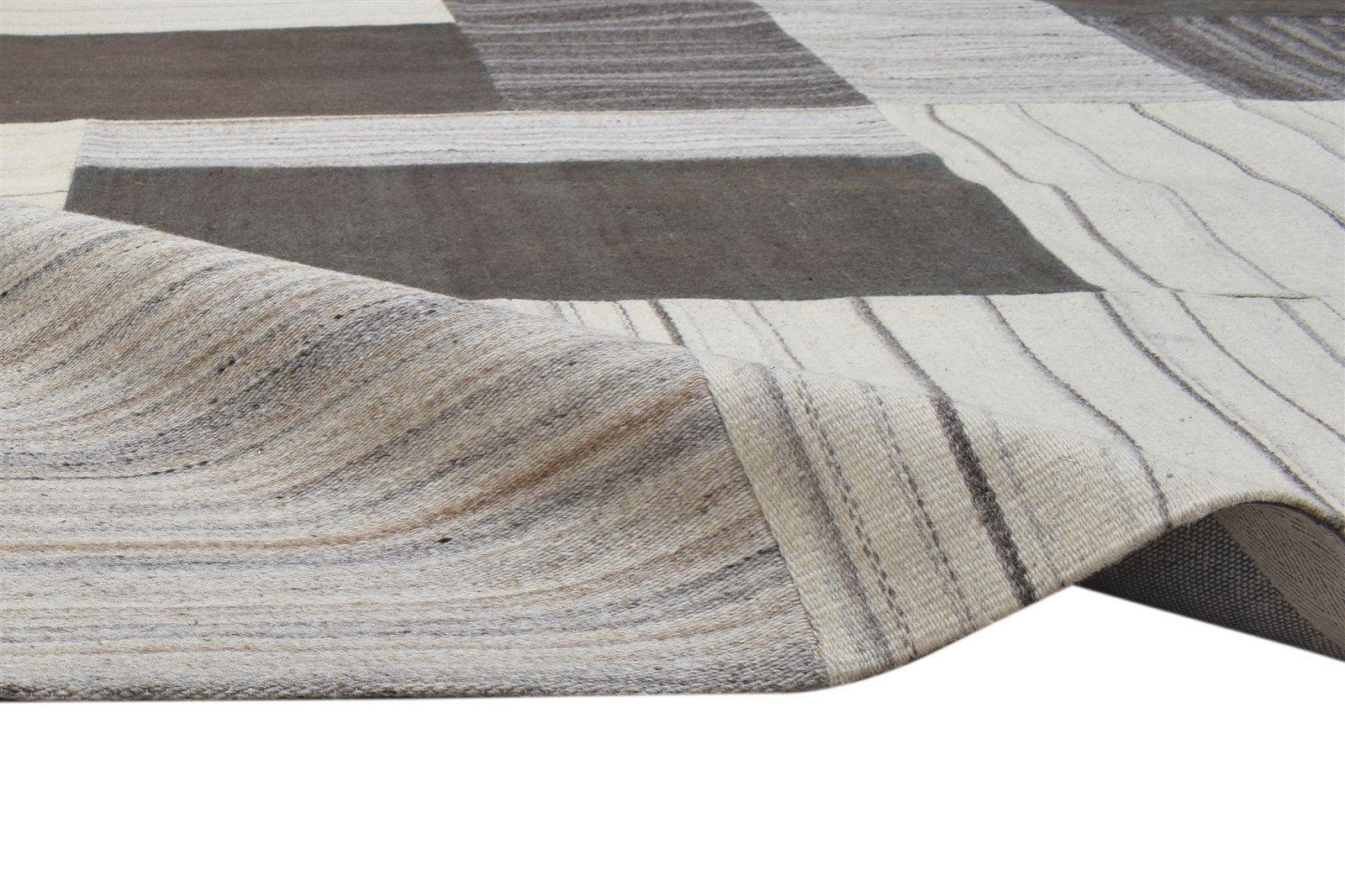 Grey Wool Rug 8' X 10' Modern Hand Tufted Scandinavian Geometric Large Carpet   7864110022805