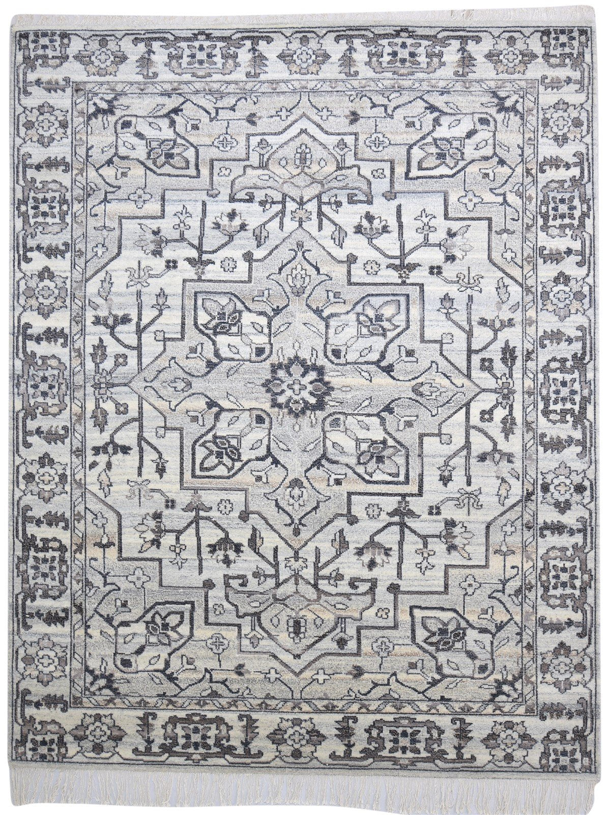 Grey Wool Rug 8' X 10' Persian Hand Knotted Heriz-Indian Oriental Large Carpet   7864176050325