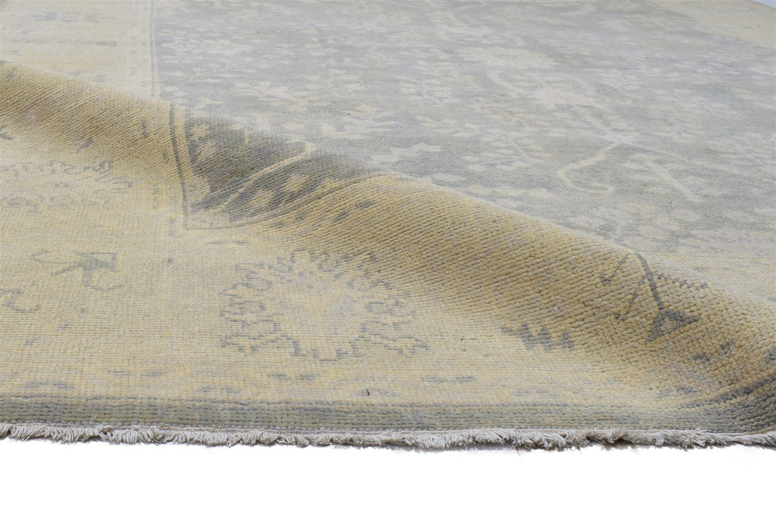 Grey Wool Rug 8' X 10' Persian Hand Knotted Sarouk-Indian Oriental Large Carpet   7864165662869