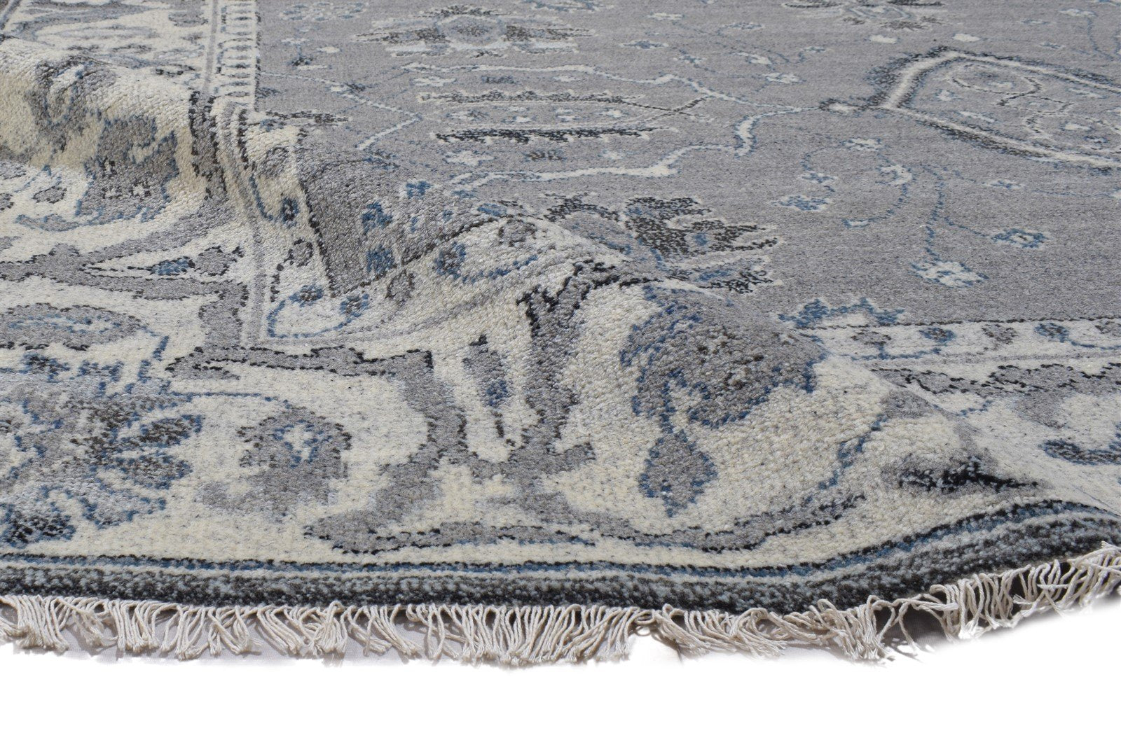 Grey Wool Rug 8' X 10' Persian Hand Knotted Sarouk-Indian Oriental Large Carpet   7864175231125