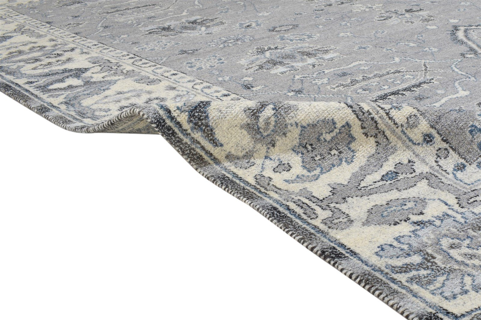 Grey Wool Rug 8' X 10' Persian Hand Knotted Sarouk-Indian Oriental Large Carpet   7864175231125