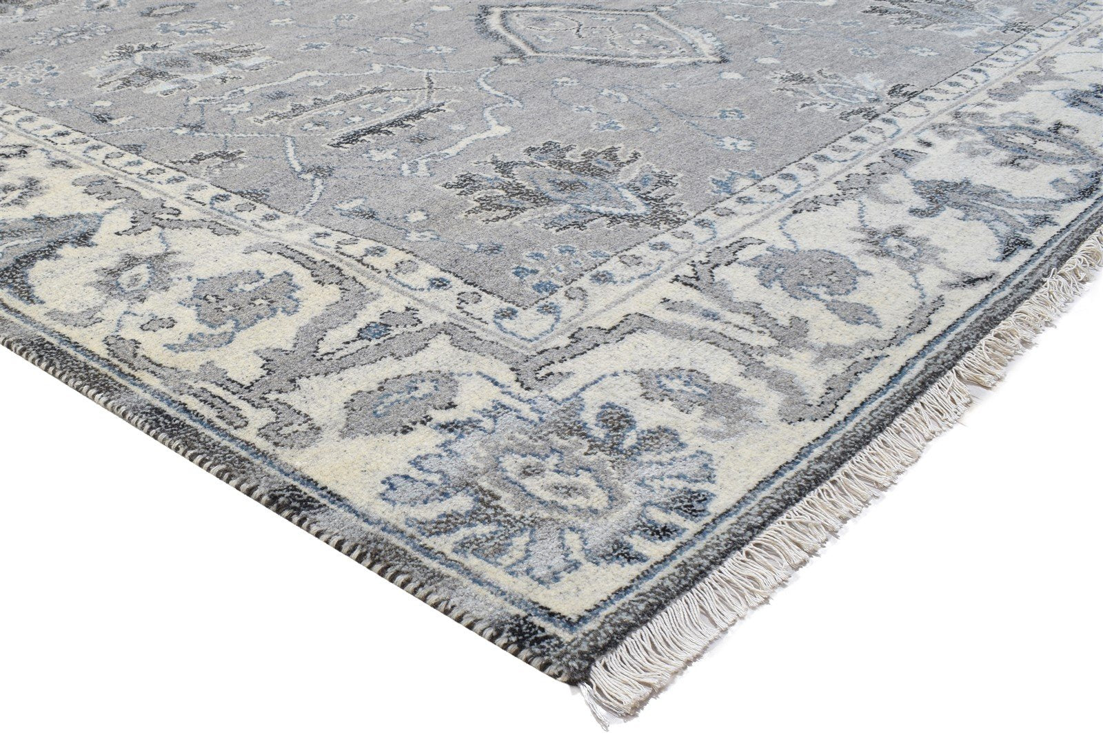 Grey Wool Rug 8' X 10' Persian Hand Knotted Sarouk-Indian Oriental Large Carpet   7864175231125