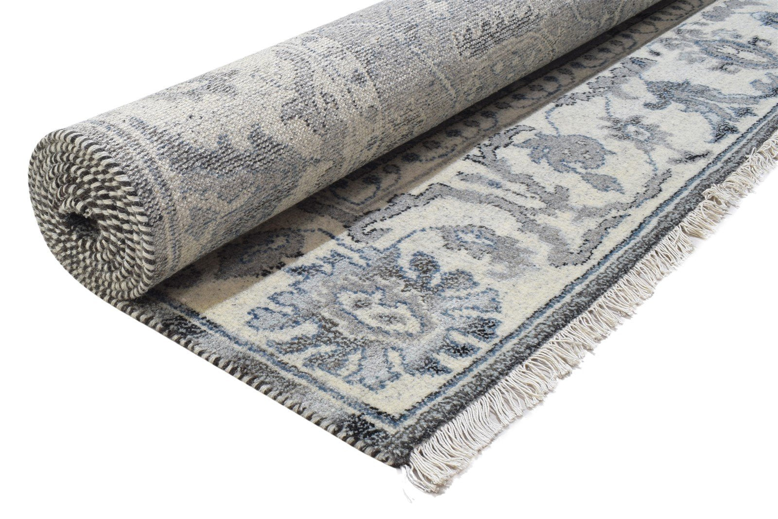 Grey Wool Rug 8' X 10' Persian Hand Knotted Sarouk-Indian Oriental Large Carpet   7864175231125