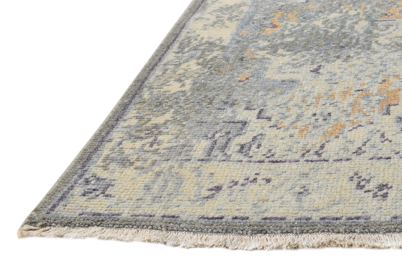 Grey Wool Silk Rug 2' X 3' Modern Hand Knotted American Abstract Small Carpet   7865121079445