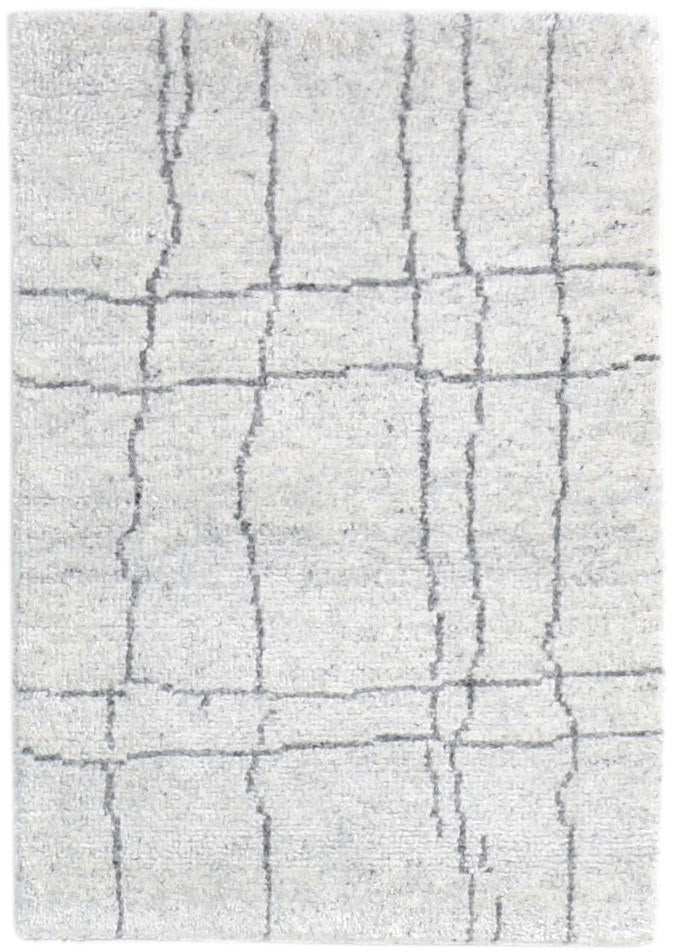 Grey Wool Silk Rug 2' X 3' Shag Hand Knotted Moroccan Diamond Small Carpet   7864622710933