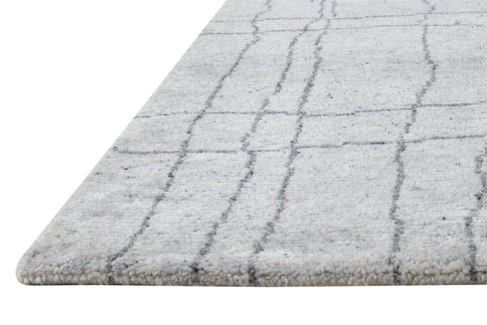 Grey Wool Silk Rug 2' X 3' Shag Hand Knotted Moroccan Diamond Small Carpet   7864622710933