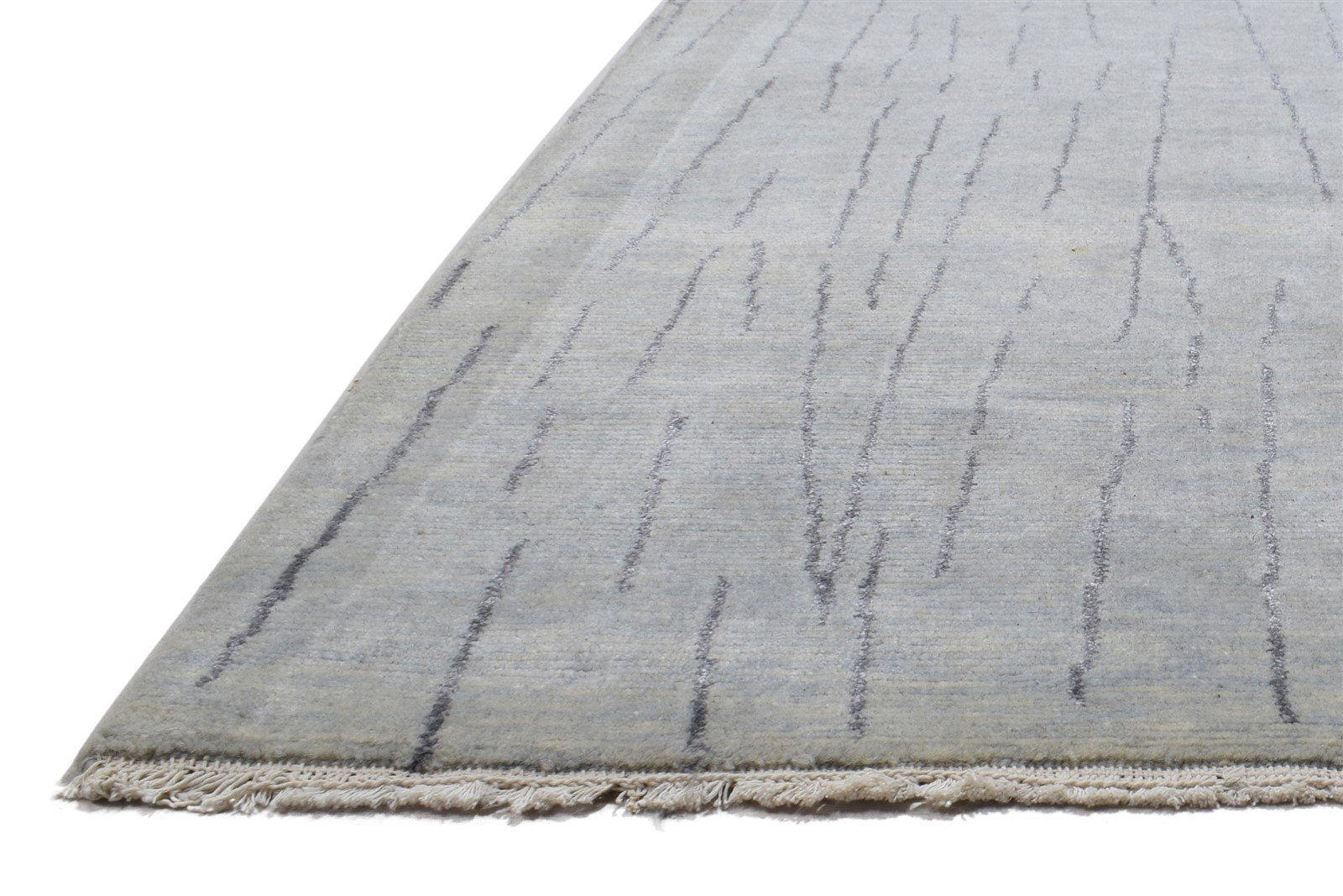 Grey Wool / Silk Rug 5X8 Modern Hand Knotted Scandinavian Abstract Room Size   7864156651669