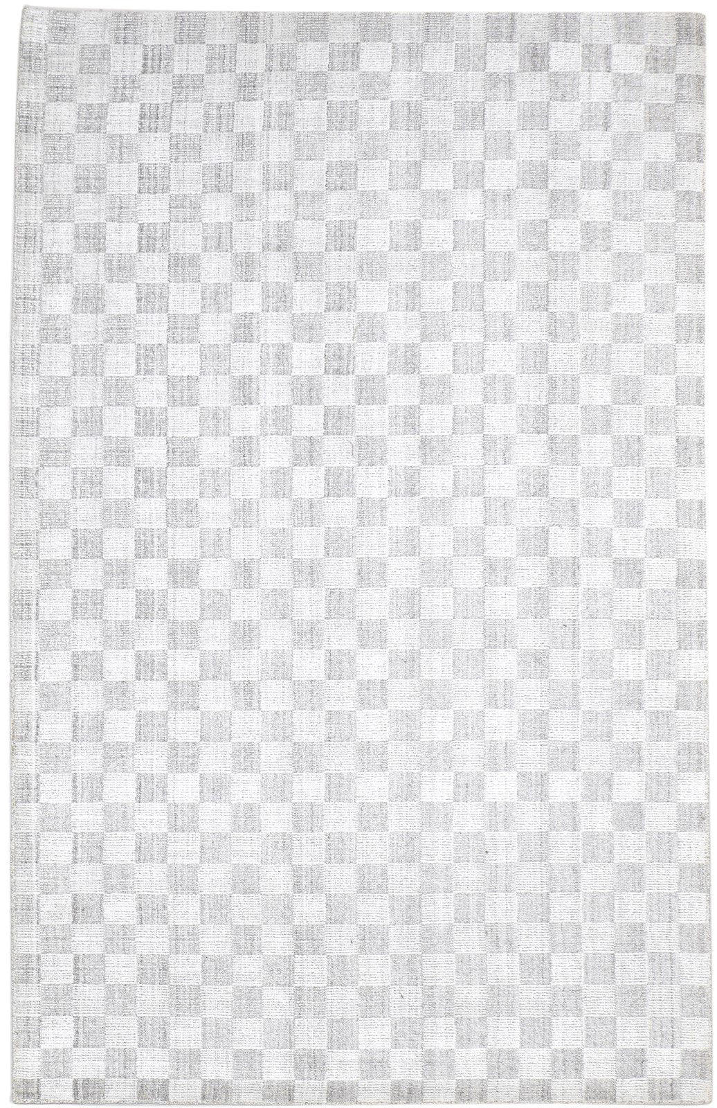Grey Wool / Silk Rug 5X8 Modern Handloom Scandinavian Geometric Room Size   7864225759381