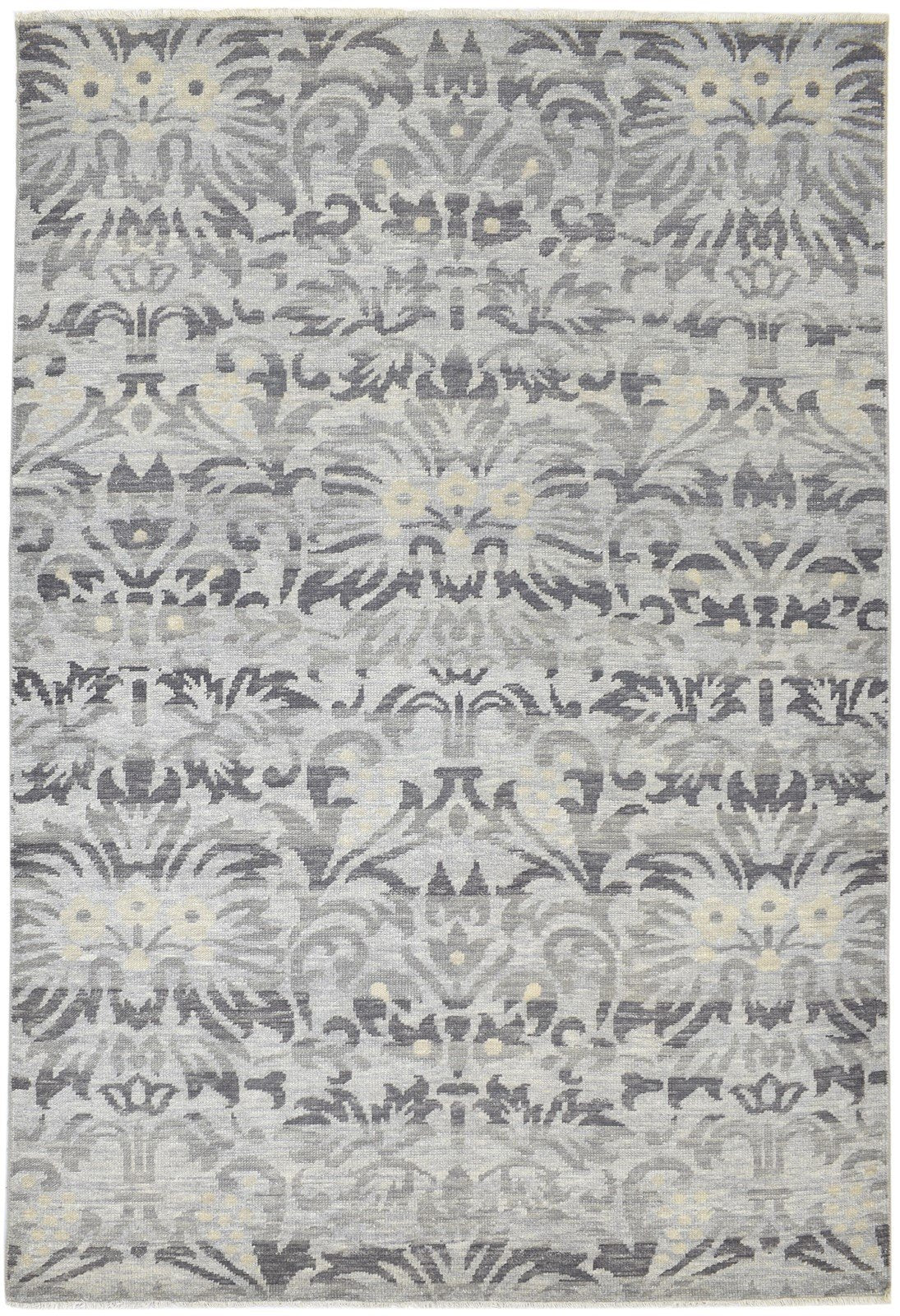 Grey Wool Silk Rug 6' X 9' Modern Hand Knotted Indian Floral Room Size Carpet   7864081711253