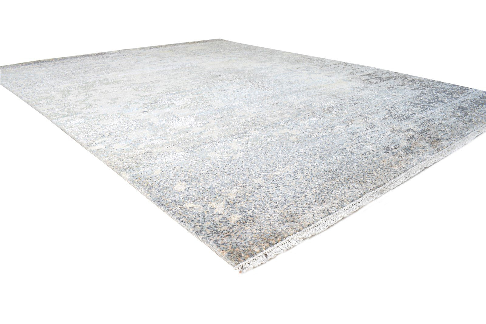 Grey Wool / Silk Rug 8' X 10' Modern Hand Knotted American Modern Large Carpet   7864598167701