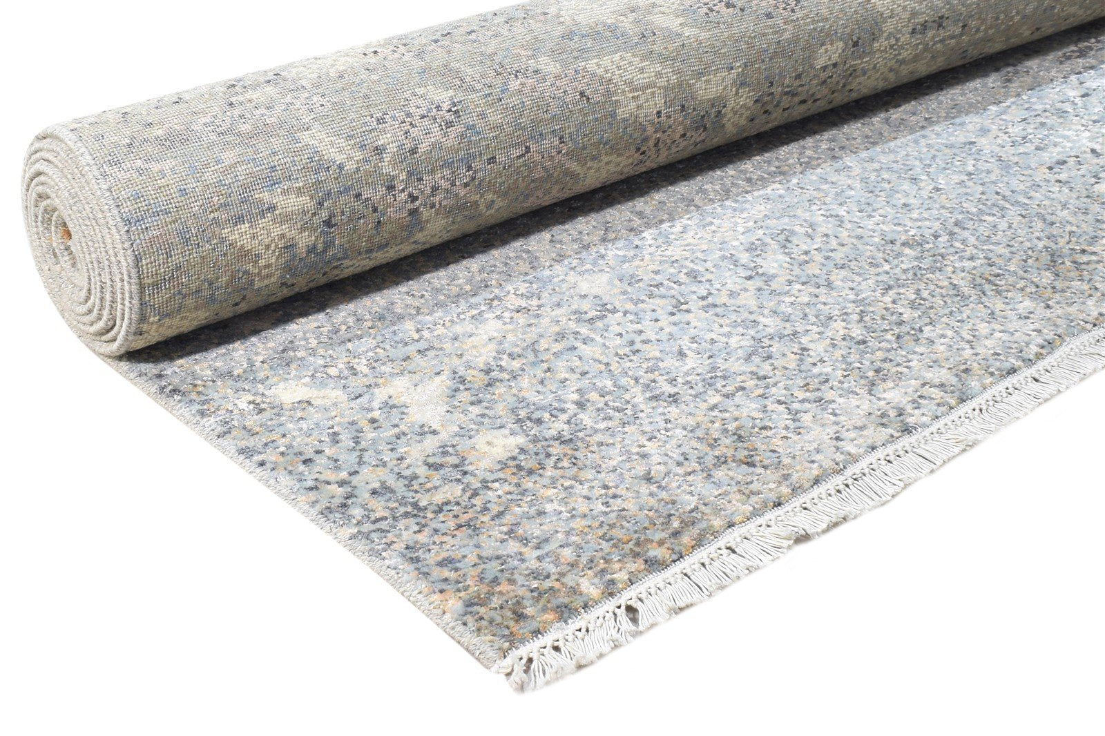 Grey Wool / Silk Rug 8' X 10' Modern Hand Knotted American Modern Large Carpet   7864598167701