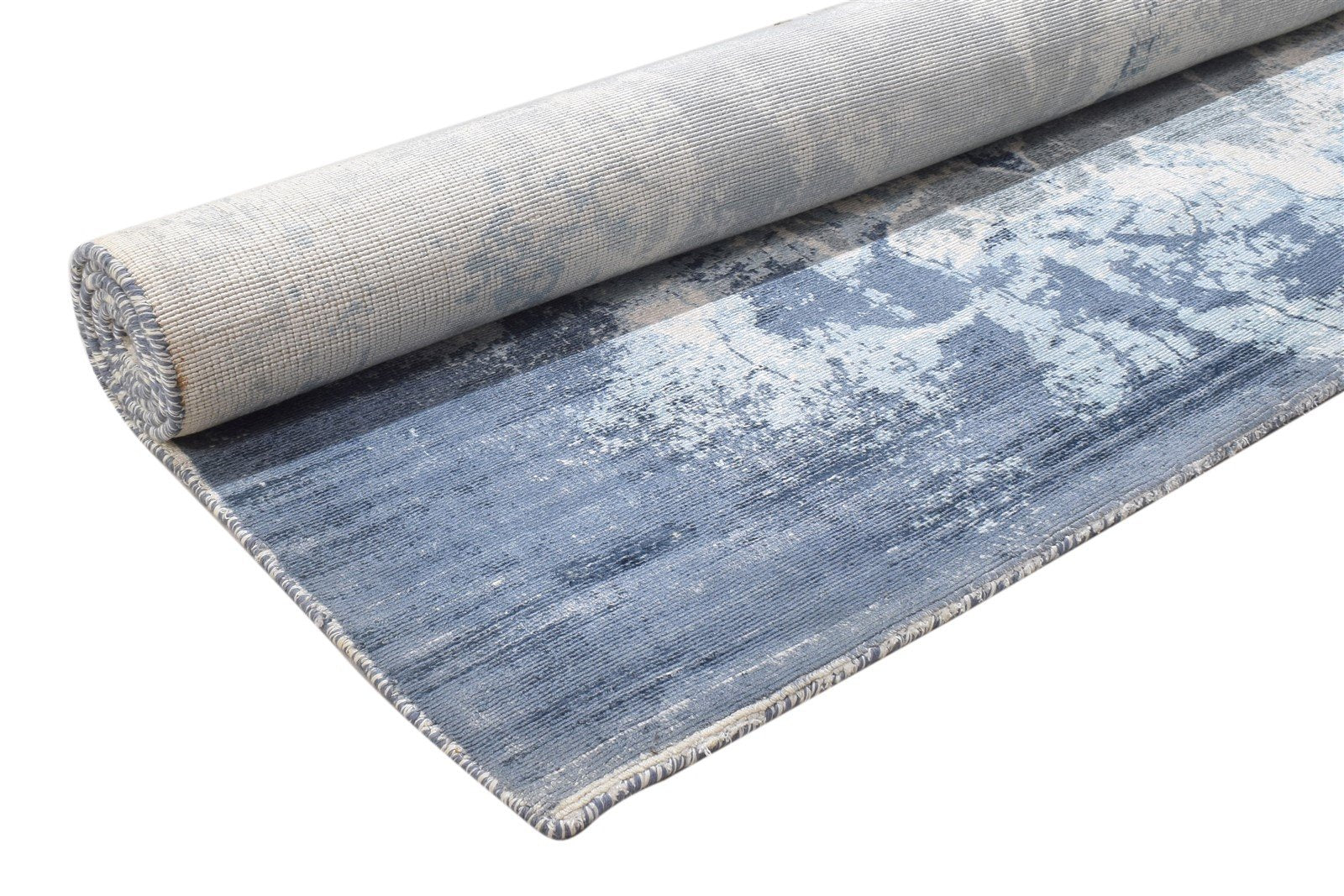 Griselda Silver Silk Rug 5' X 7' Modern Hand Woven Indian Abstract   7864312332437