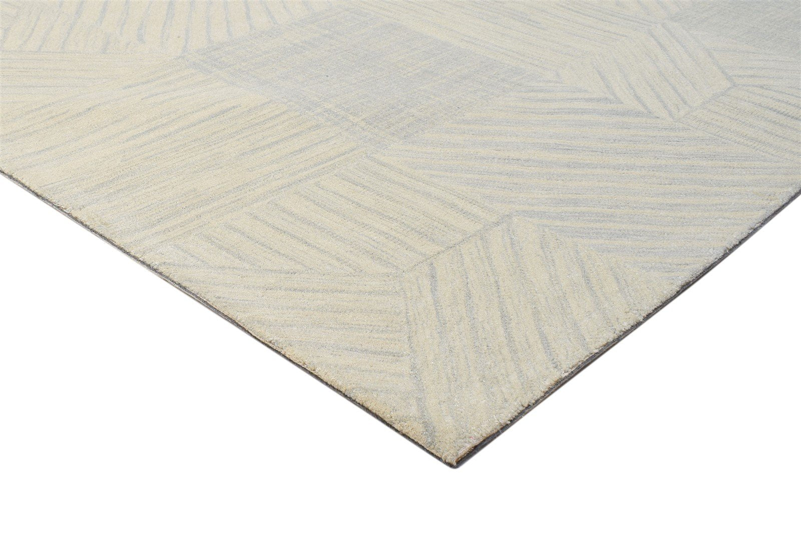Guillema Beige Wool Rug 5X8 Modern Hand Tufted Scandinavian Geometric   7864093671573